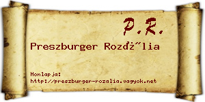 Preszburger Rozália névjegykártya